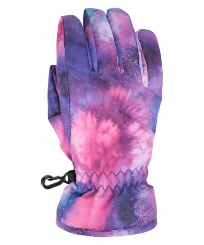 Printed Kids Ski Gloves Dark Purple $10.59 Accessories