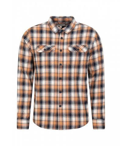 Trace Mens Flannel Long Sleeve Shirt Mustard $13.20 Tops