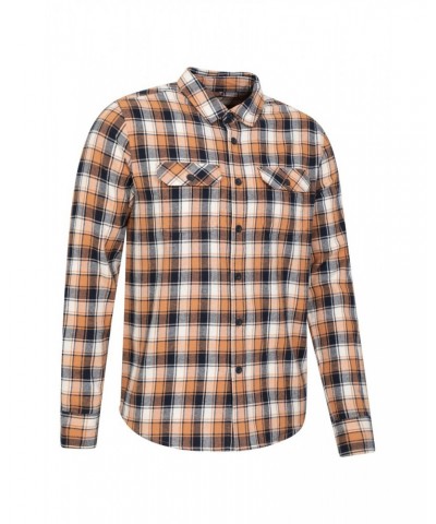 Trace Mens Flannel Long Sleeve Shirt Mustard $13.20 Tops