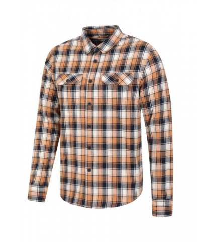 Trace Mens Flannel Long Sleeve Shirt Mustard $13.20 Tops