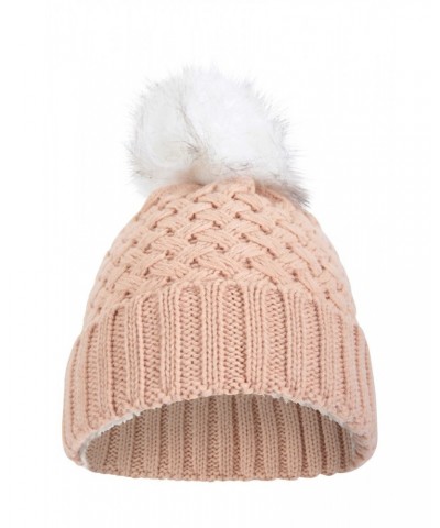 Lisbon Sherpa Lined Womens Thermal Pom-Pom Beanie Pale Pink $13.20 Accessories