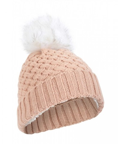 Lisbon Sherpa Lined Womens Thermal Pom-Pom Beanie Pale Pink $13.20 Accessories