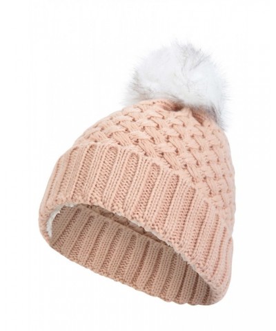 Lisbon Sherpa Lined Womens Thermal Pom-Pom Beanie Pale Pink $13.20 Accessories