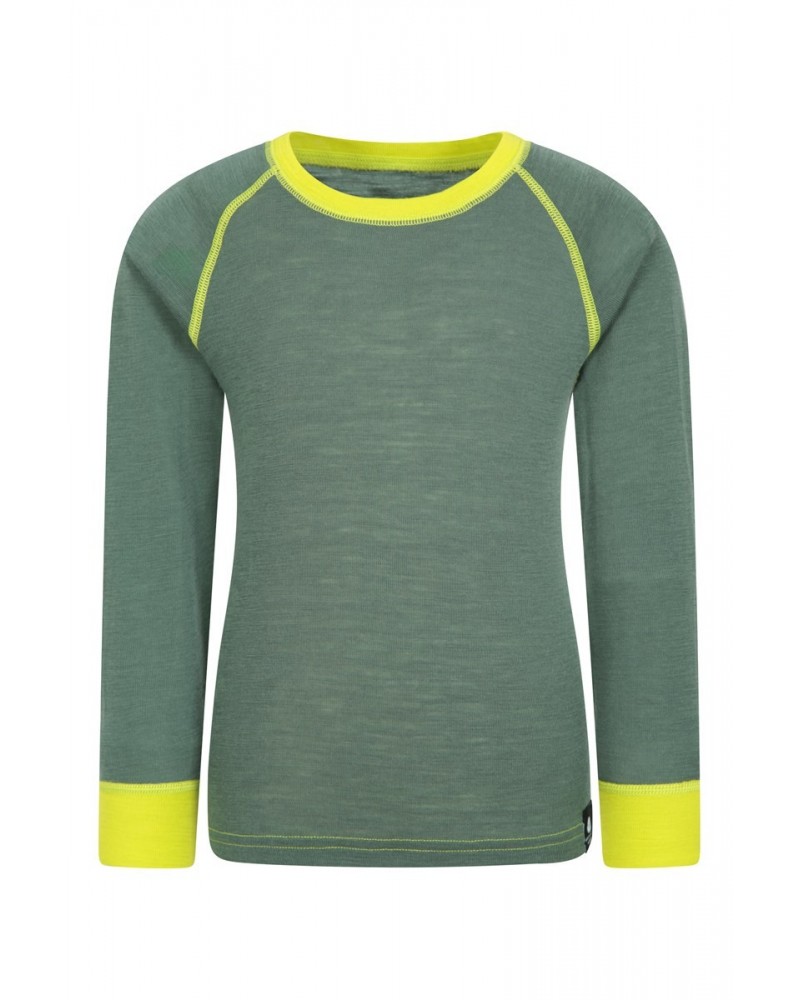 Merino II Kids Round Neck Base Layer Top Khaki $19.46 Base Layers