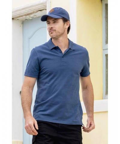 Dawnay Pique Slub Textured Mens Polo Shirt Blue $13.74 Tops