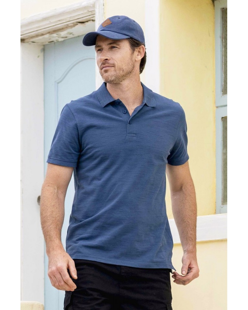 Dawnay Pique Slub Textured Mens Polo Shirt Blue $13.74 Tops