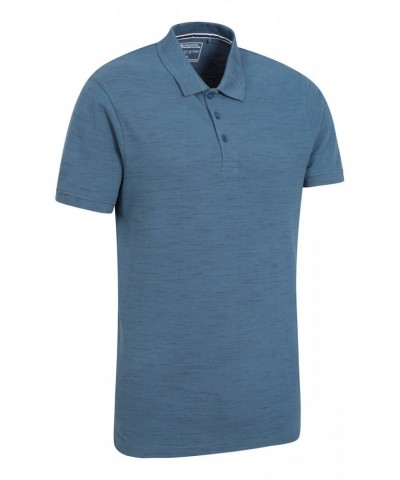 Dawnay Pique Slub Textured Mens Polo Shirt Blue $13.74 Tops