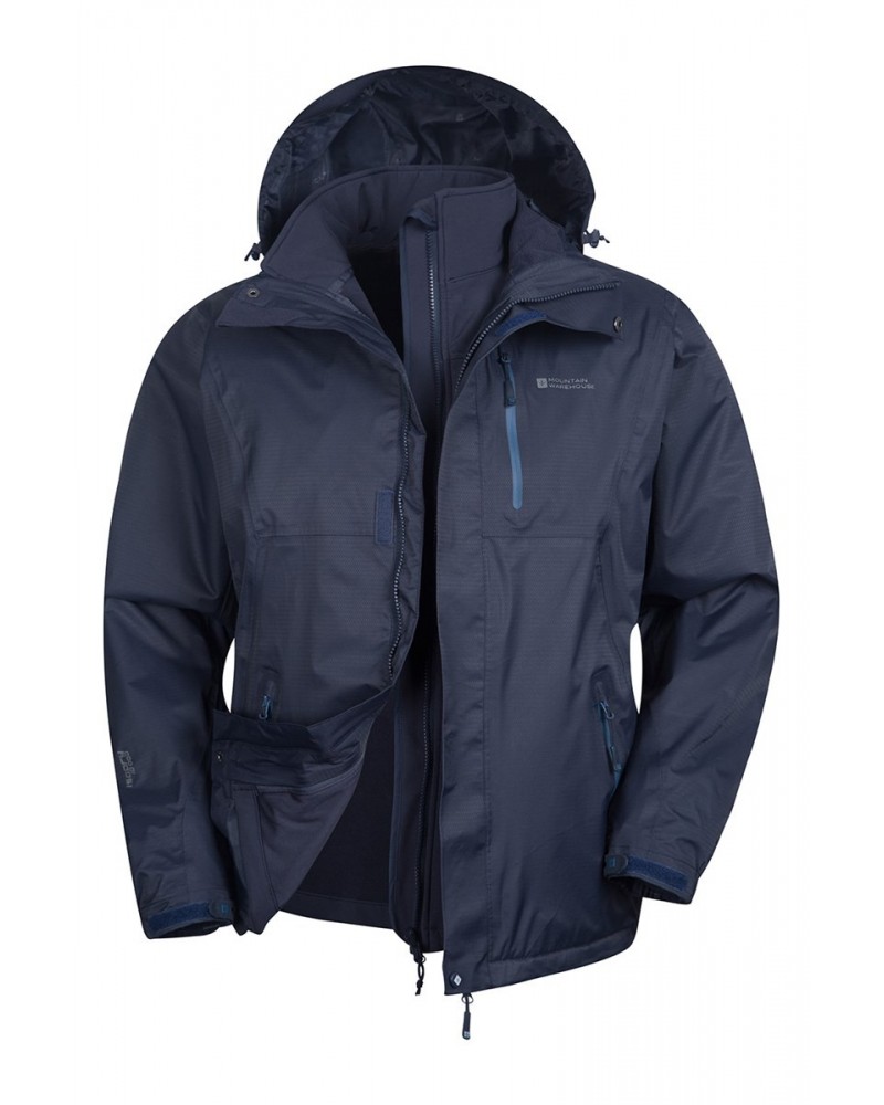 Bracken Extreme 3 in 1 Mens Waterproof Jacket Blue $52.50 Jackets