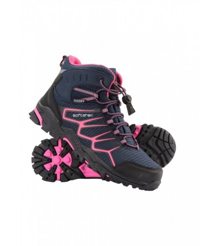 Softshell Kids Waterproof Hiking Boots Navy $31.20 Footwear