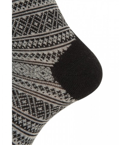 Mens Patterned Merino Mid-Calf Socks 2-Pack Charcoal $14.74 Accessories