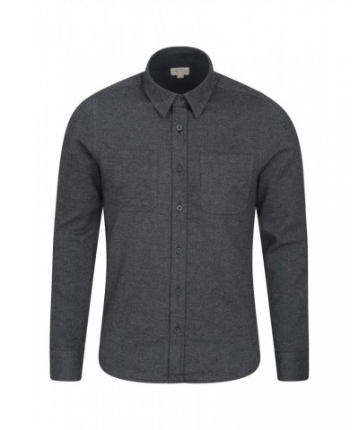 Trace Melange Mens Slim-Fit Flannel Shirt Grey $12.99 Tops
