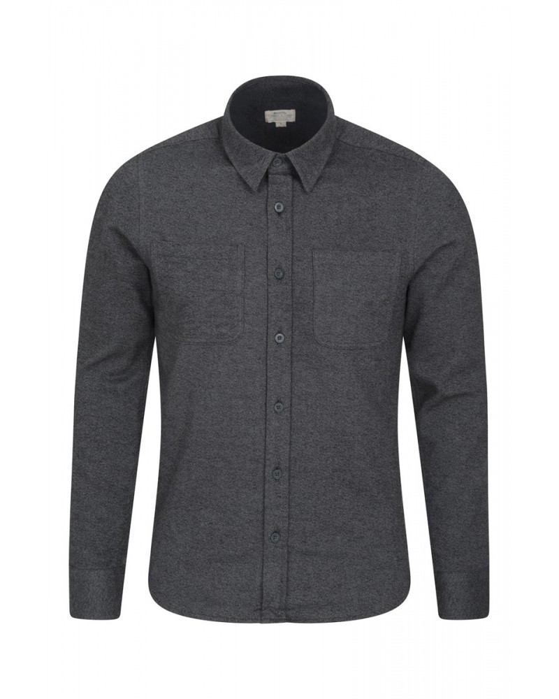 Trace Melange Mens Slim-Fit Flannel Shirt Grey $12.99 Tops