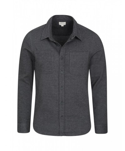 Trace Melange Mens Slim-Fit Flannel Shirt Grey $12.99 Tops