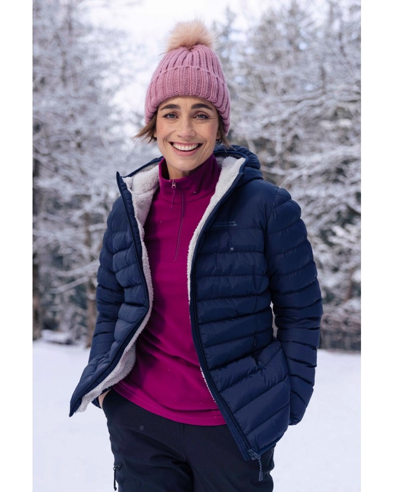 Seasons Womens Fur Lined Insulated Jacket Navy $27.50 Jackets