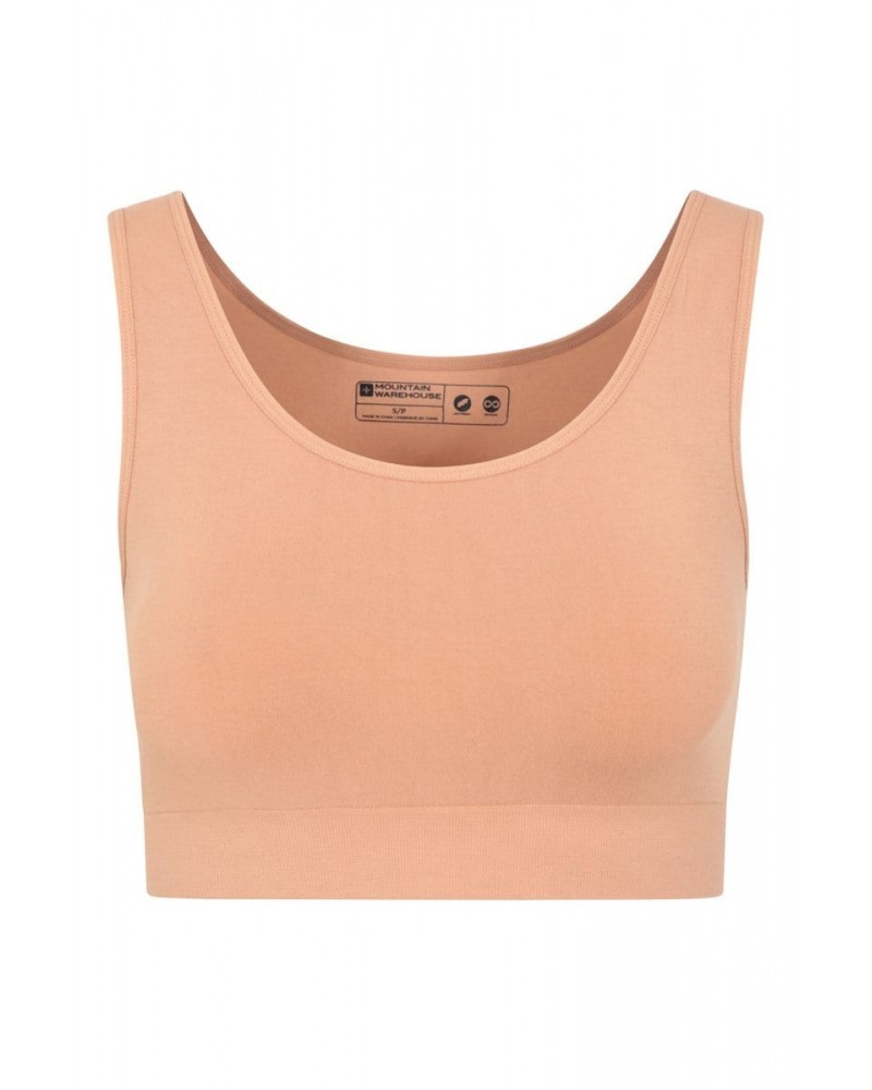 Womens Seamless Crop Top Bra Tan $9.17 Tops