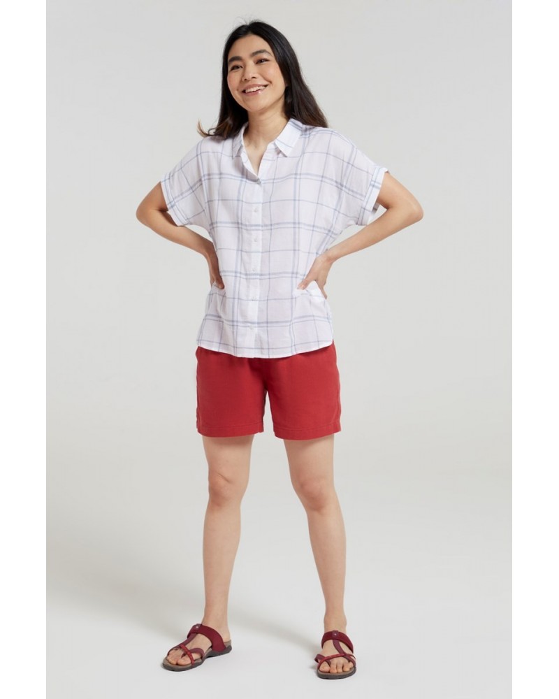 Palm Womens Relaxed Check Shirt Dark Blue $13.53 Tops