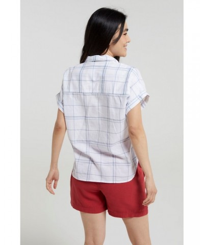 Palm Womens Relaxed Check Shirt Dark Blue $13.53 Tops