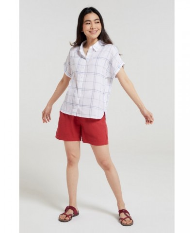 Palm Womens Relaxed Check Shirt Dark Blue $13.53 Tops