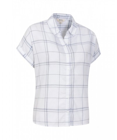 Palm Womens Relaxed Check Shirt Dark Blue $13.53 Tops