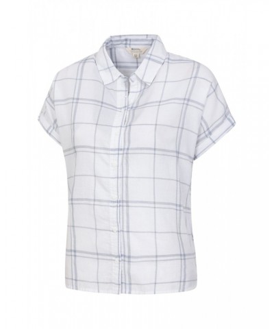 Palm Womens Relaxed Check Shirt Dark Blue $13.53 Tops