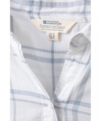 Palm Womens Relaxed Check Shirt Dark Blue $13.53 Tops