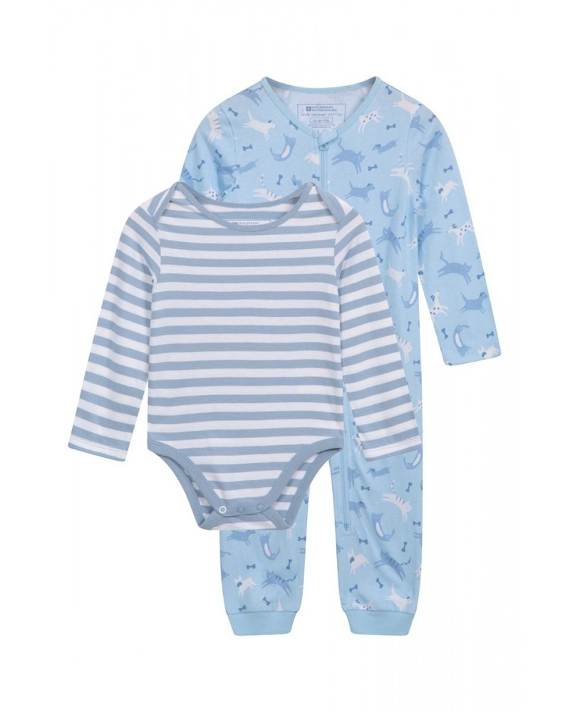 Baby Organic Bodysuit Set Light Blue $17.60 Babywear