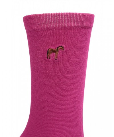 Horse Womens Bamboo Socks Multipack Bright Pink $17.99 Accessories