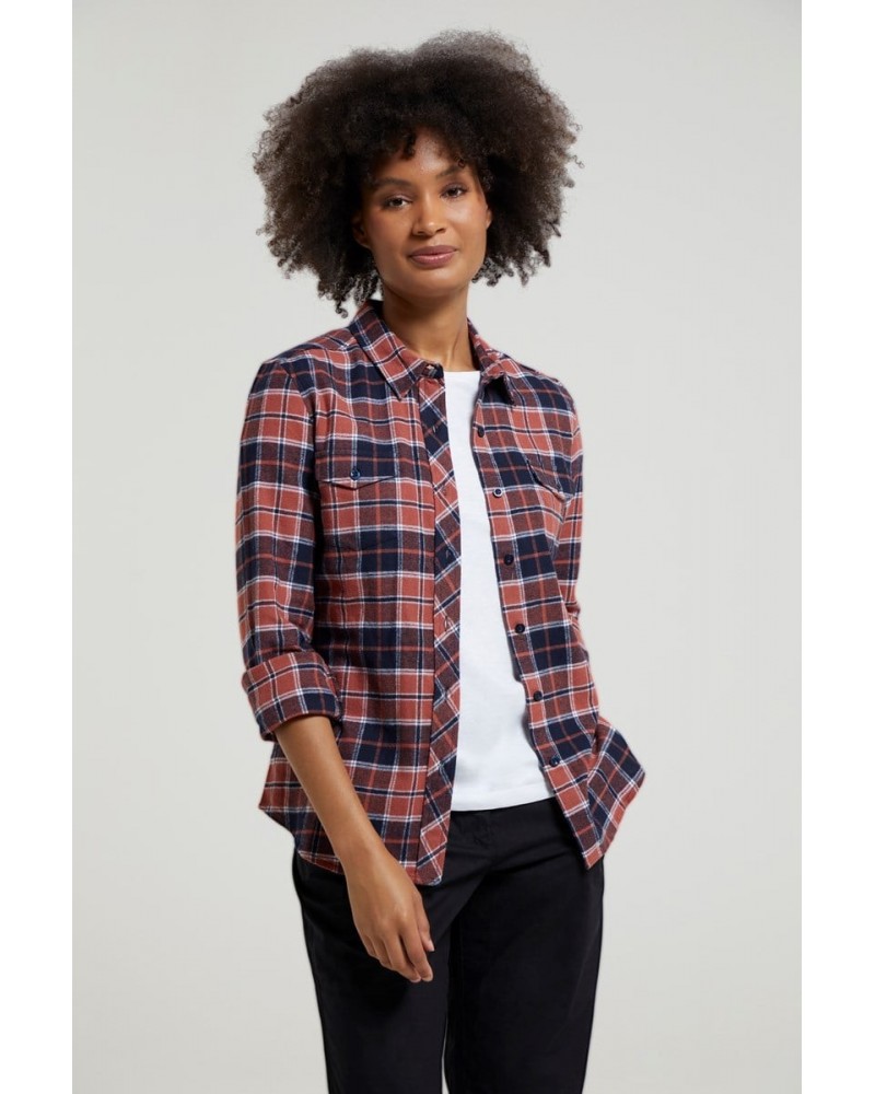 Willow Brushed Flannel Womens Shirt Rust $14.49 Tops