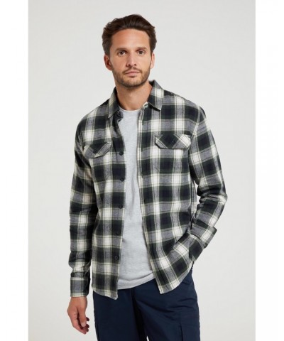 Trace Mens Flannel Long Sleeve Shirt Dark Green $18.47 Tops