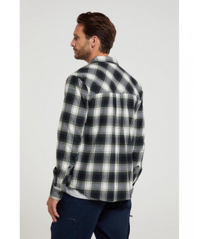 Trace Mens Flannel Long Sleeve Shirt Dark Green $18.47 Tops