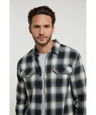 Trace Mens Flannel Long Sleeve Shirt Dark Green $18.47 Tops