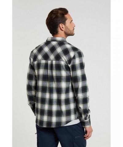 Trace Mens Flannel Long Sleeve Shirt Dark Green $18.47 Tops