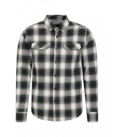 Trace Mens Flannel Long Sleeve Shirt Dark Green $18.47 Tops