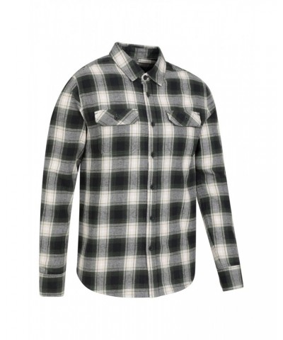 Trace Mens Flannel Long Sleeve Shirt Dark Green $18.47 Tops