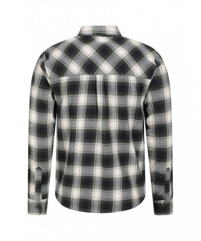 Trace Mens Flannel Long Sleeve Shirt Dark Green $18.47 Tops