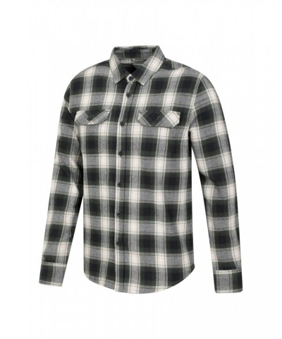 Trace Mens Flannel Long Sleeve Shirt Dark Green $18.47 Tops