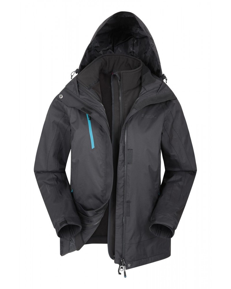 Bracken Extreme Womens 3 in 1 Waterproof Jacket Jet Black $55.20 Jackets