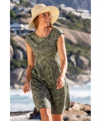 Sorrento Womens Printed Short Sleeve UV Dress Forest Khaki $18.86 Dresses & Skirts