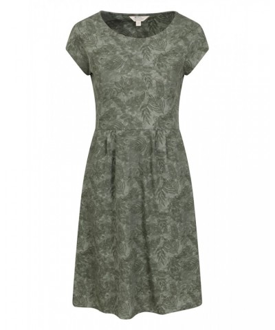 Sorrento Womens Printed Short Sleeve UV Dress Forest Khaki $18.86 Dresses & Skirts