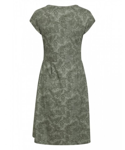 Sorrento Womens Printed Short Sleeve UV Dress Forest Khaki $18.86 Dresses & Skirts