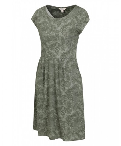 Sorrento Womens Printed Short Sleeve UV Dress Forest Khaki $18.86 Dresses & Skirts