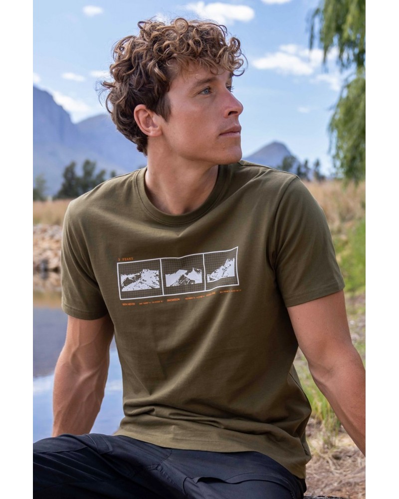 3 Peaks Organic Cotton Mens T-Shirt Khaki $18.14 Tops