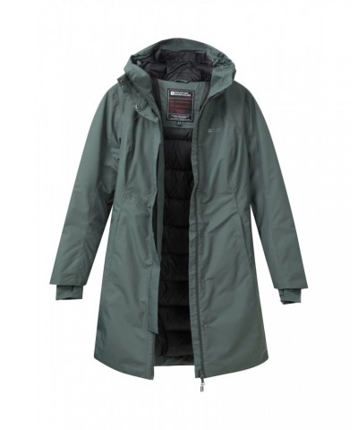 Polar Hybrid Womens Long Down Jacket Khaki $74.19 Jackets