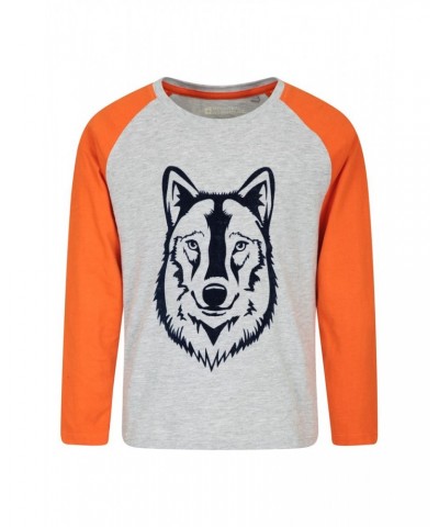 Wolf Long-Sleeve Kids Top Grey $9.17 Tops