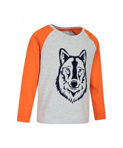 Wolf Long-Sleeve Kids Top Grey $9.17 Tops