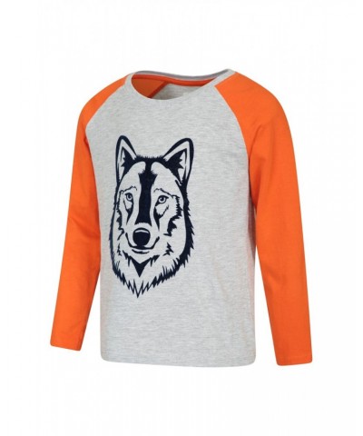 Wolf Long-Sleeve Kids Top Grey $9.17 Tops