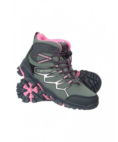 Softshell Kids Waterproof Hiking Boots Green $28.60 Footwear