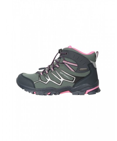 Softshell Kids Waterproof Hiking Boots Green $28.60 Footwear