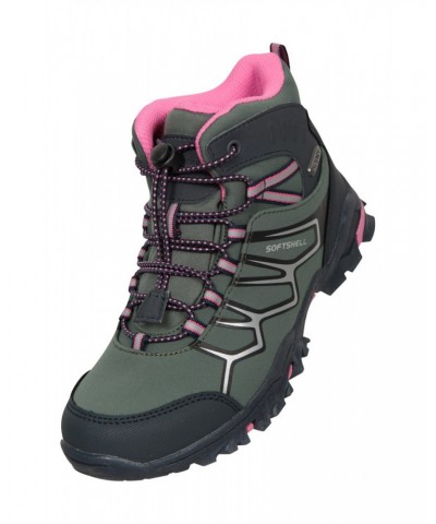 Softshell Kids Waterproof Hiking Boots Green $28.60 Footwear