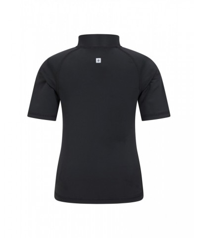 Short Sleeved Kids Rash Guard Black $16.49 Tops